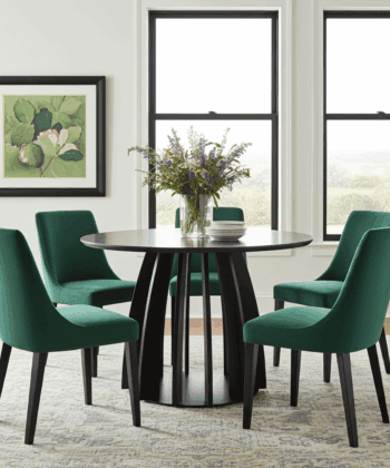 The Aurora Modern Round Dining Table Black with Sculptural Base