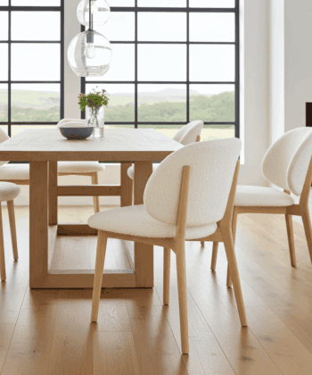 The Casper Bouclé Fabric Dining Chair in Natural Wood