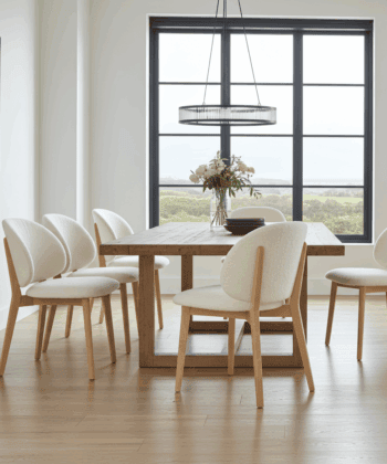 The Casper Bouclé Fabric Dining Chair in Natural Wood