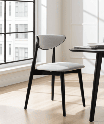 The Cormac Mid-Century Dining Chair in Black and Light Grey