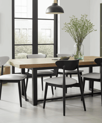 The Cormac Mid-Century Dining Chair in Black and Light Grey