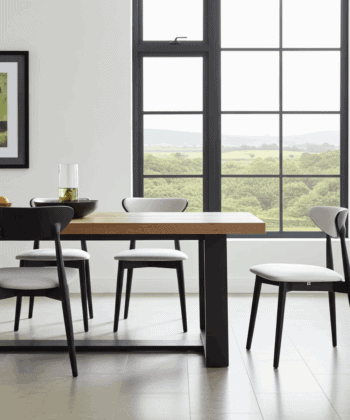 The Cormac Mid-Century Dining Chair in Black and Light Grey