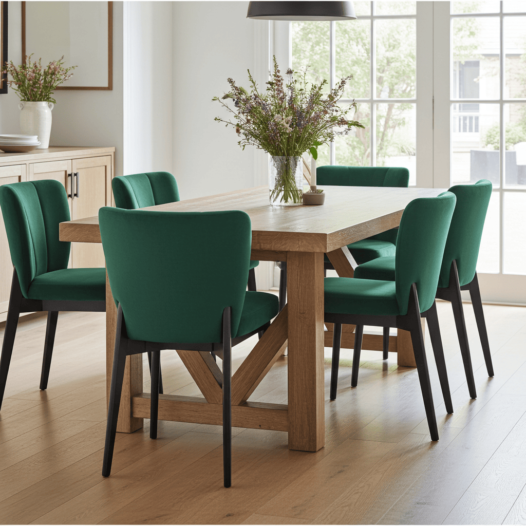 The Fallon Modern Velvet Dining Chair with Beech Wood Frame