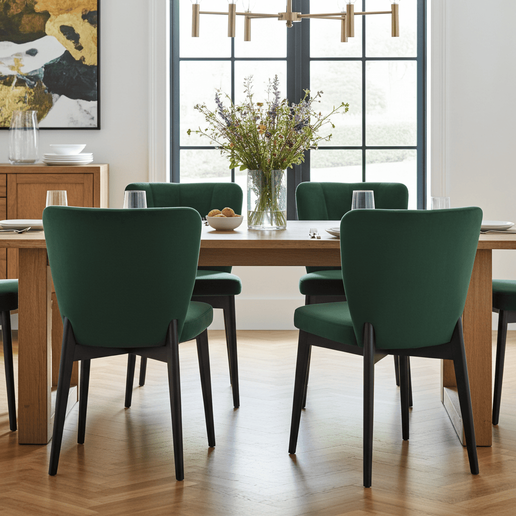 The Fallon Modern Velvet Dining Chair with Beech Wood Frame