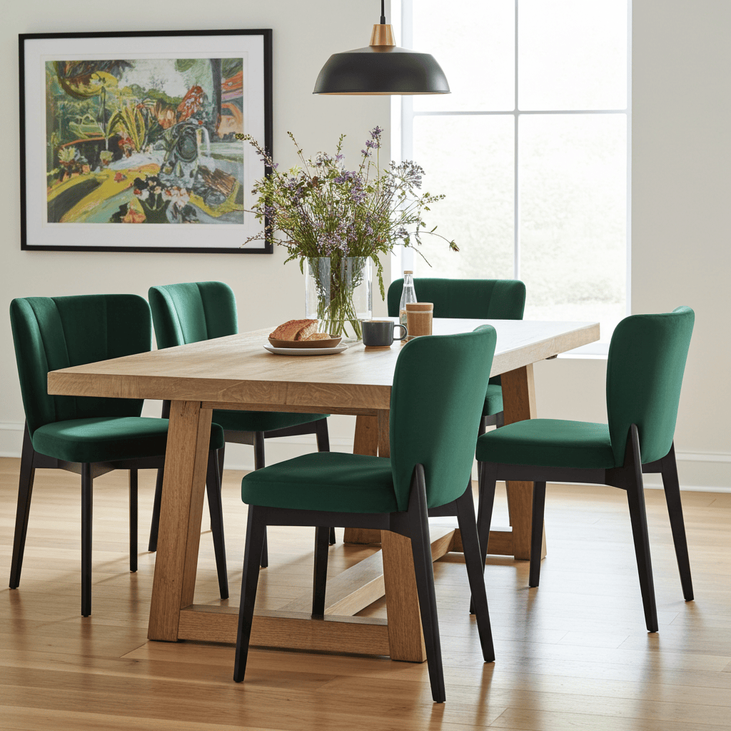 The Fallon Modern Velvet Dining Chair with Beech Wood Frame