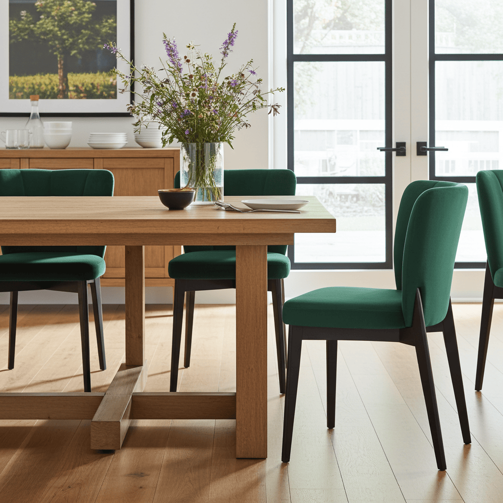 The Fallon Modern Velvet Dining Chair with Beech Wood Frame