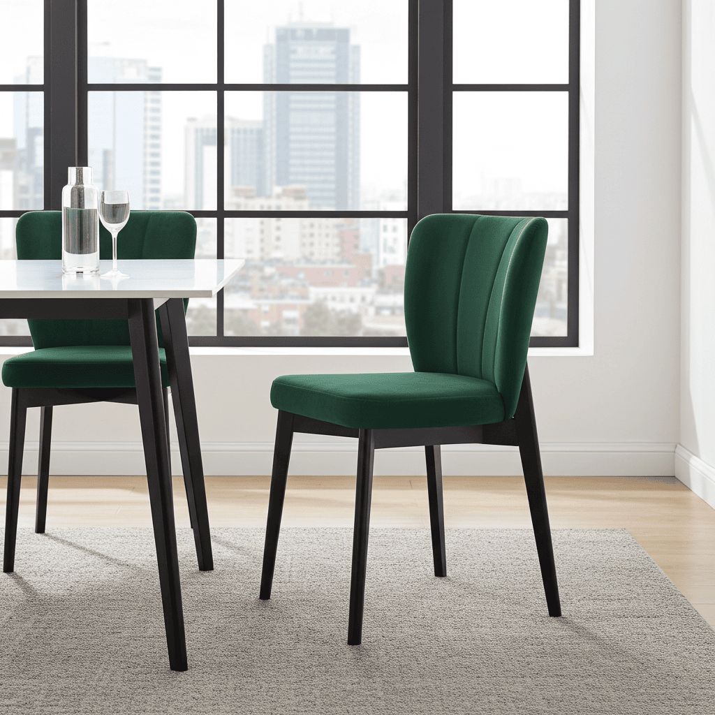 The Fallon Modern Velvet Dining Chair with Beech Wood Frame