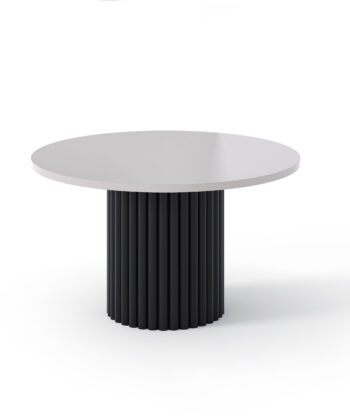 The Luna Modern Coffee Table with Fluted Base - White/Black