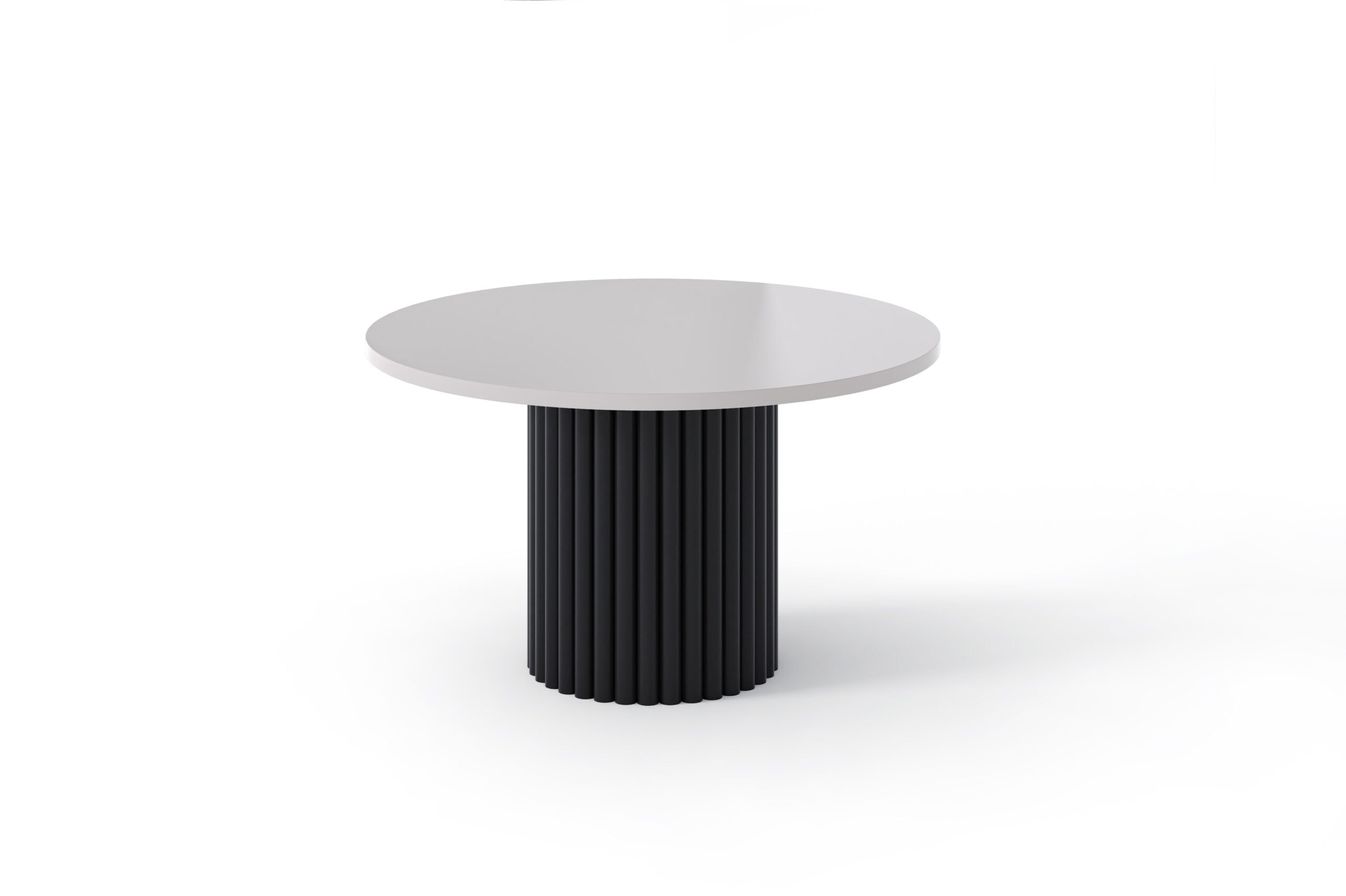 The Luna Modern Coffee Table with Fluted Base - White/Black