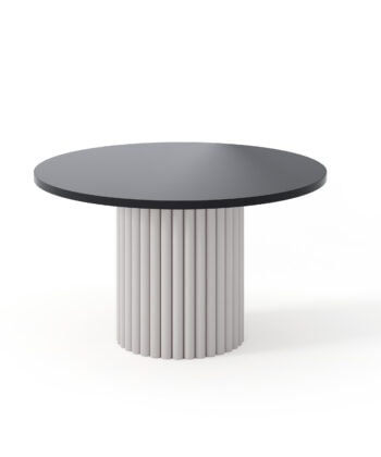 The Luna Modern Coffee Table with Fluted Base - White/Black