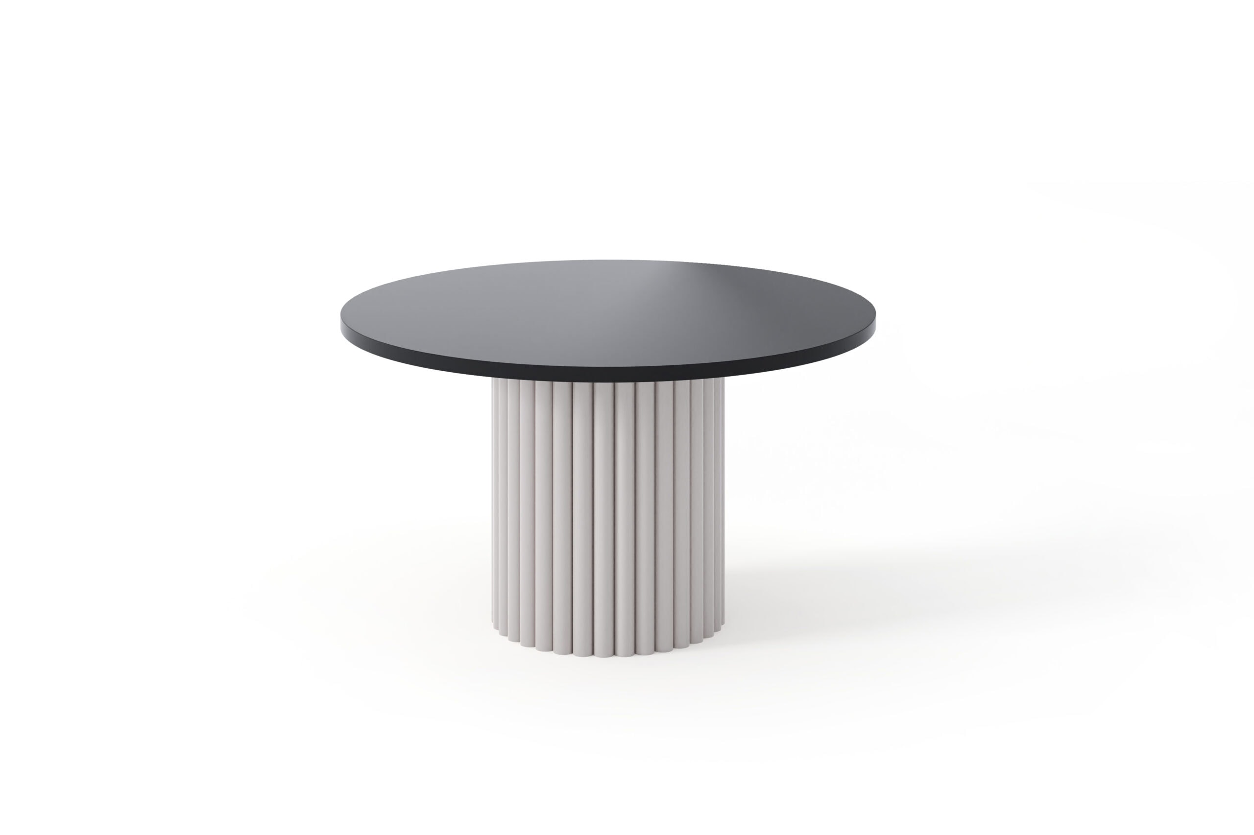 The Luna Modern Coffee Table with Fluted Base - White/Black