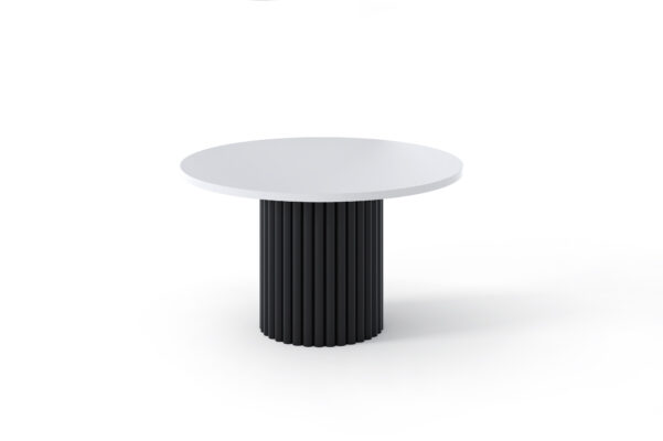 The Luna Modern Coffee Table with Fluted Base - White/Black