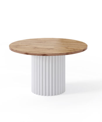 The Luna Modern Coffee Table with Fluted Base - Wotan Oak/Black