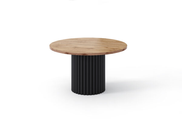 The Luna Modern Coffee Table with Fluted Base - Wotan Oak/Black
