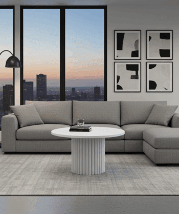 The Luna Modern White Coffee Table with Fluted Base
