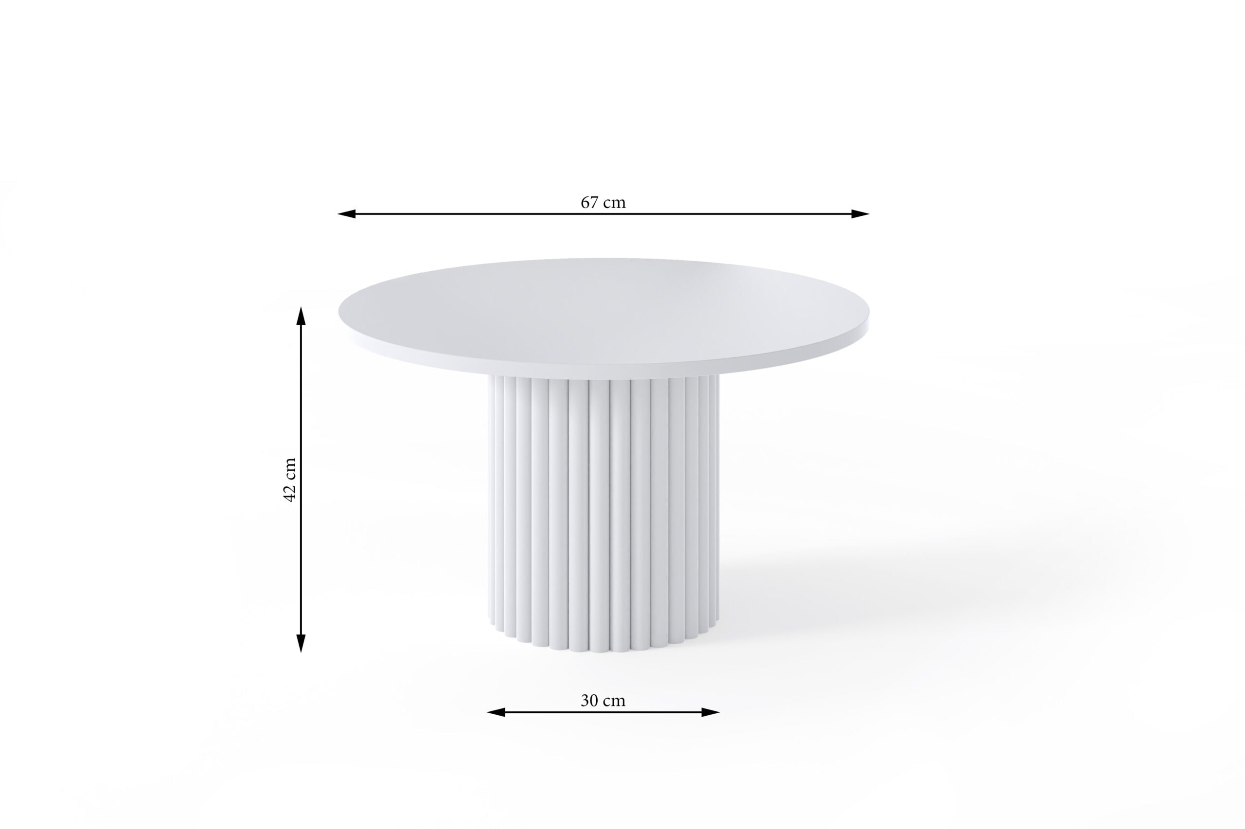 The Luna Modern White Coffee Table with Fluted Base