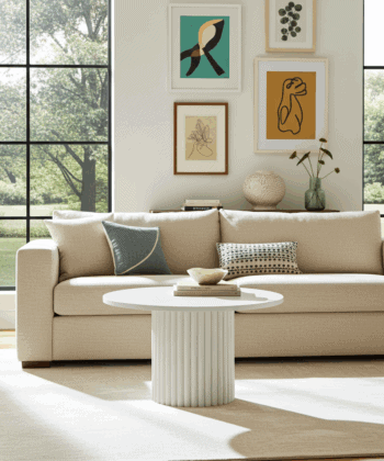 The Luna Modern White Coffee Table with Fluted Base