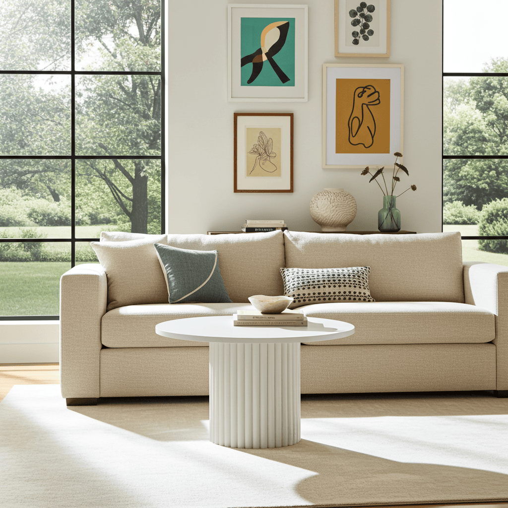 The Luna Modern White Coffee Table with Fluted Base