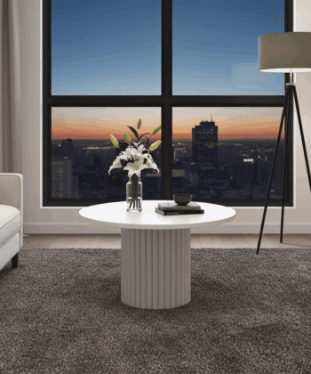 The Luna Modern White Coffee Table with Fluted Base
