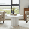 The Luna Modern White Coffee Table with Fluted Base