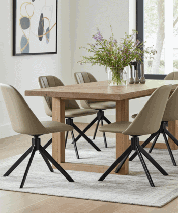 The Maja Modern Swivel Dining Chair with Channel Back