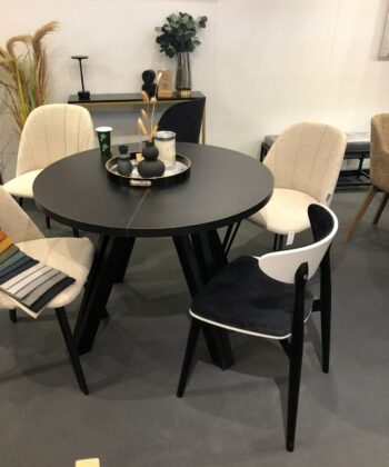 The Marco Modern Extendable Black Round Dining Table 100 to 180CM
