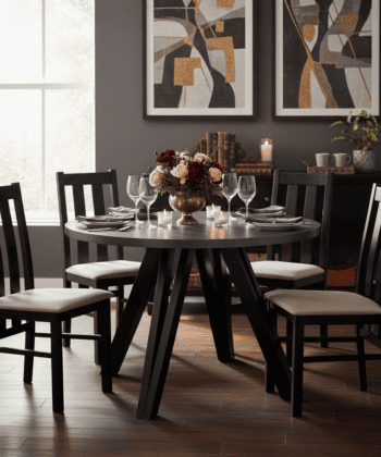 The Marco Modern Extendable Black Round Dining Table 100 to 180CM