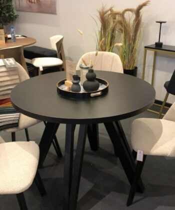 The Marco Modern Extendable Black Round Dining Table 100 to 180CM