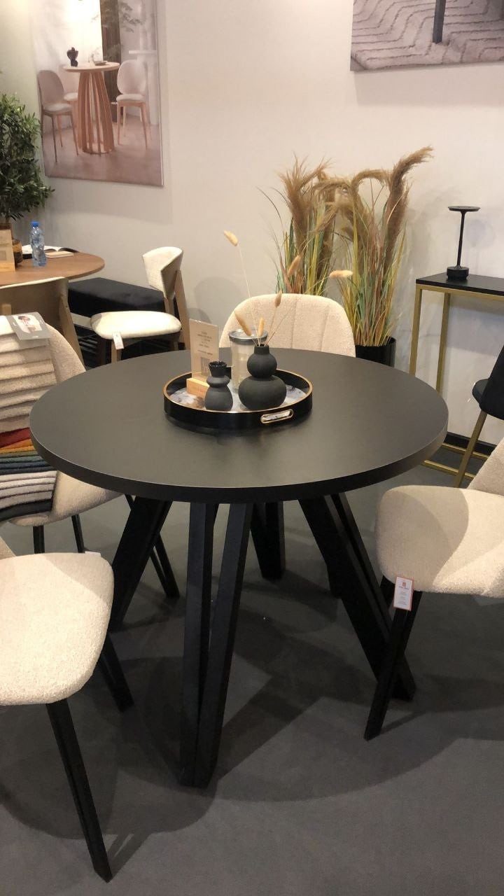 The Marco Modern Extendable Black Round Dining Table 100 to 180CM