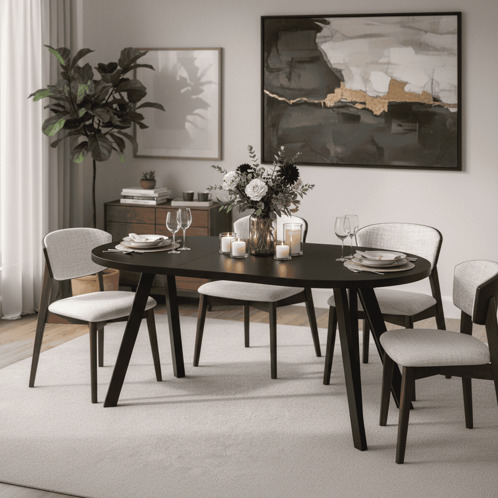 The Marco Modern Extendable Black Round Dining Table 100 to 180CM