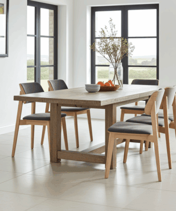 The Rowan Mid-Century Modern Dining Chair in Natural Wood and Grey