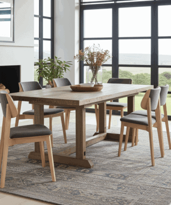 The Rowan Mid-Century Modern Dining Chair in Natural Wood and Grey