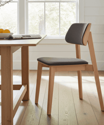 The Rowan Mid-Century Modern Dining Chair in Natural Wood and Grey