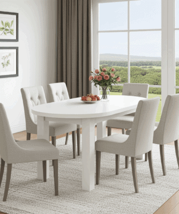 The Sienna Modern Extendable Oval Dining Table in White