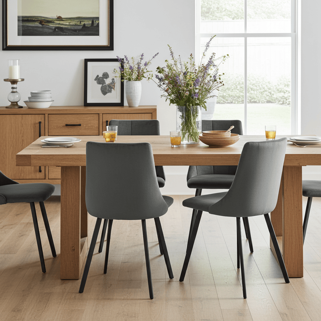 The Stella Contemporary Velvet Dining Chair in Grey