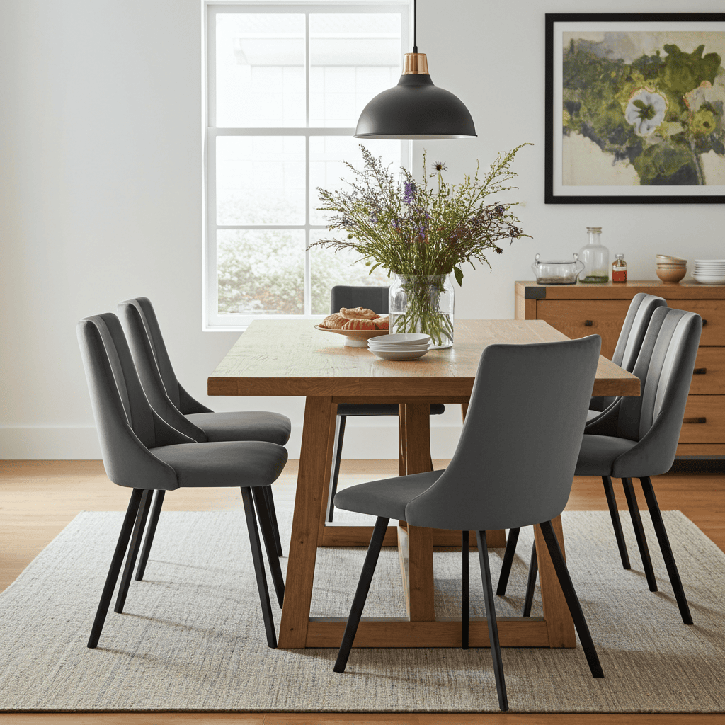 The Stella Contemporary Velvet Dining Chair in Grey