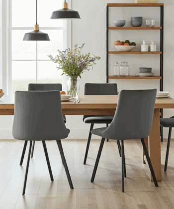 The Stella Contemporary Velvet Dining Chair in Grey