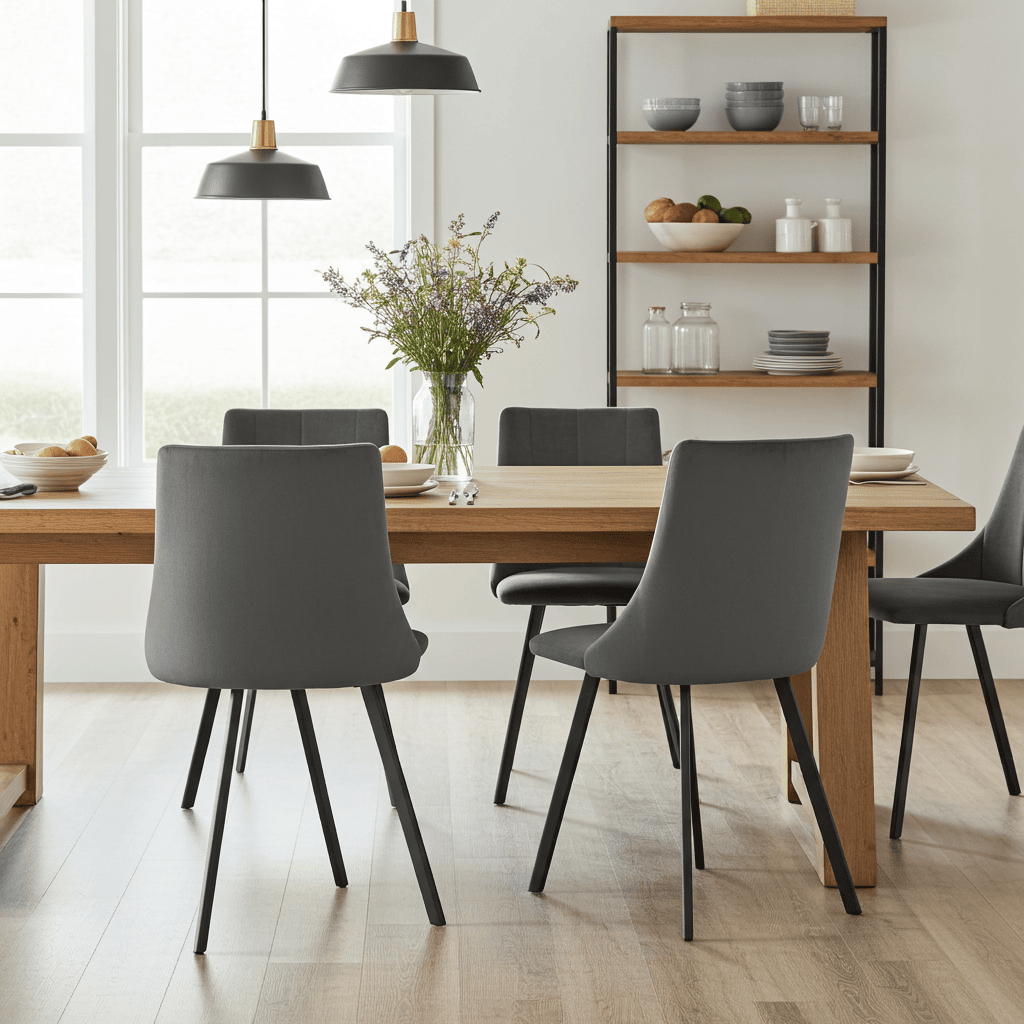 The Stella Contemporary Velvet Dining Chair in Grey