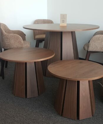 The Sterling Extendable Round Dining Table with Geometric Base up to 140cm Length