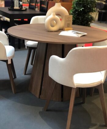 The Sterling Extendable Round Dining Table with Geometric Base up to 140cm Length