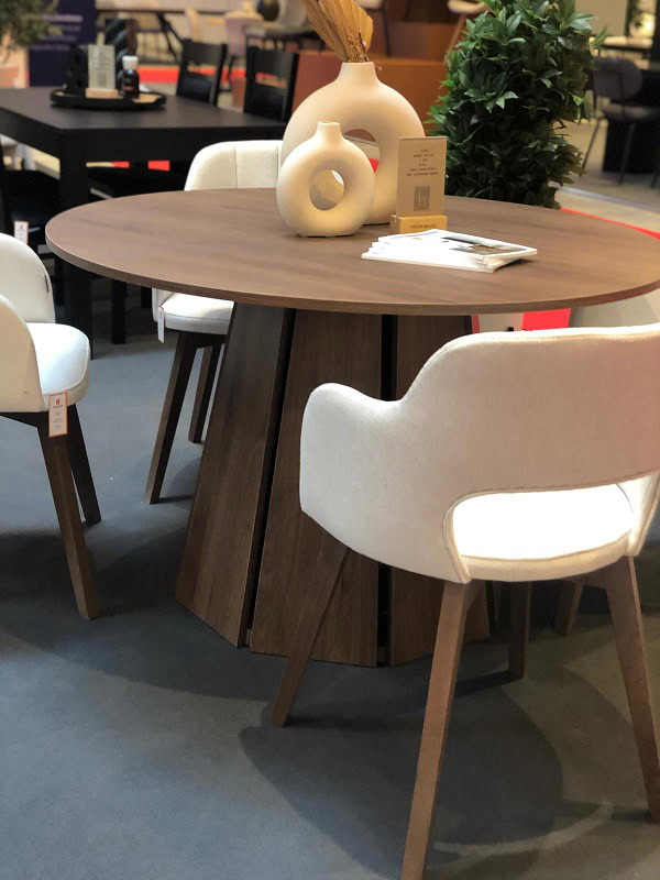 The Sterling Extendable Round Dining Table with Geometric Base up to 140cm Length
