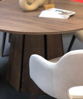The Sterling Extendable Round Dining Table with Geometric Base up to 140cm Length