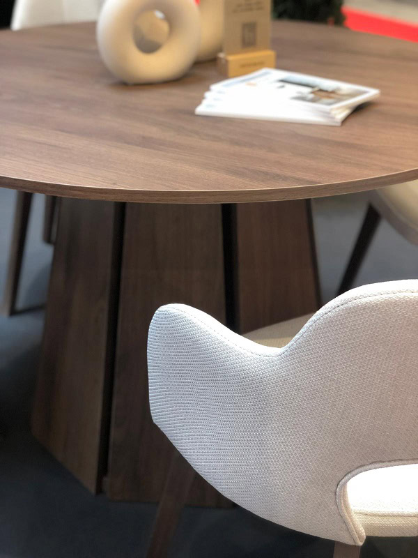 The Sterling Extendable Round Dining Table with Geometric Base up to 140cm Length