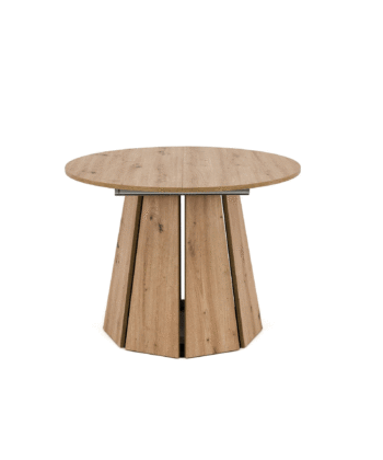 The Sterling Extendable Round Dining Table with Geometric Base up to 140cm Length