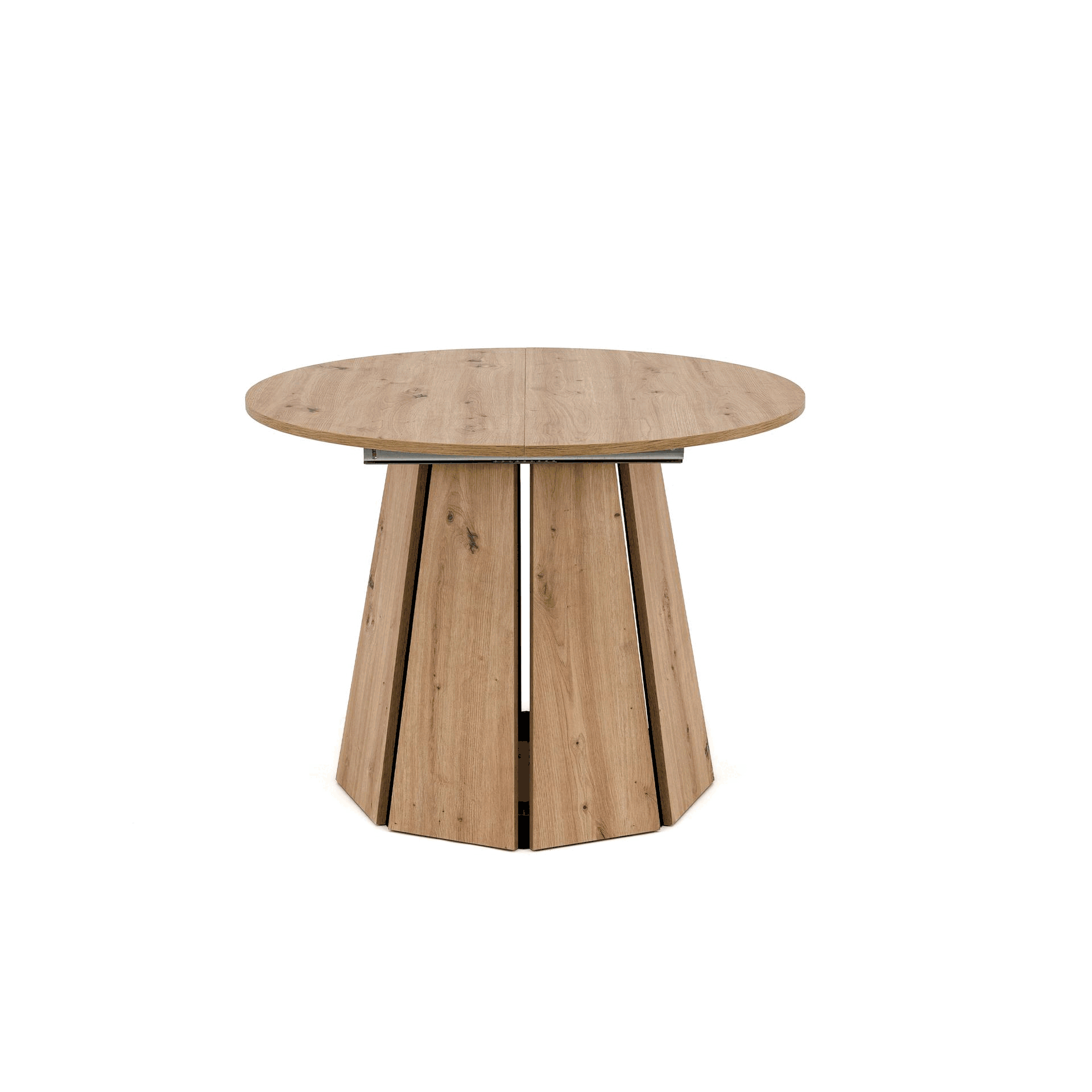 The Sterling Extendable Round Dining Table with Geometric Base up to 140cm Length