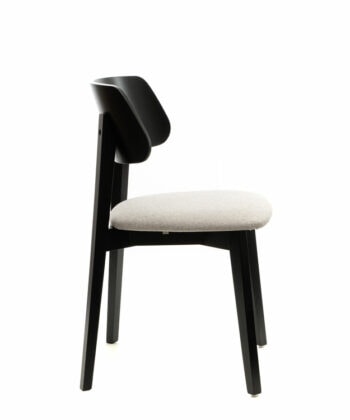 The Theo Mid-Century Upholstered Dining Chair in Black and Grey