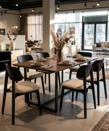 The Arlo Mid-Century Modern Dining Chair in Black and Cream