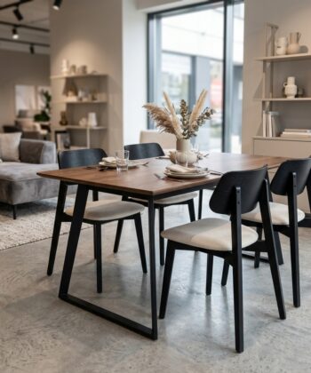 The Arlo Mid-Century Modern Dining Chair in Black and Cream