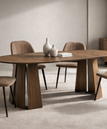 The Sterling Extendable Round Dining Table with Geometric Base up to 180cm Length