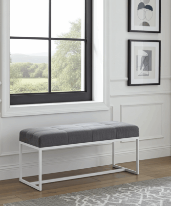 Urban Modern Upholstered Bench with Powder Coated Metal Frame 80x30x42cm